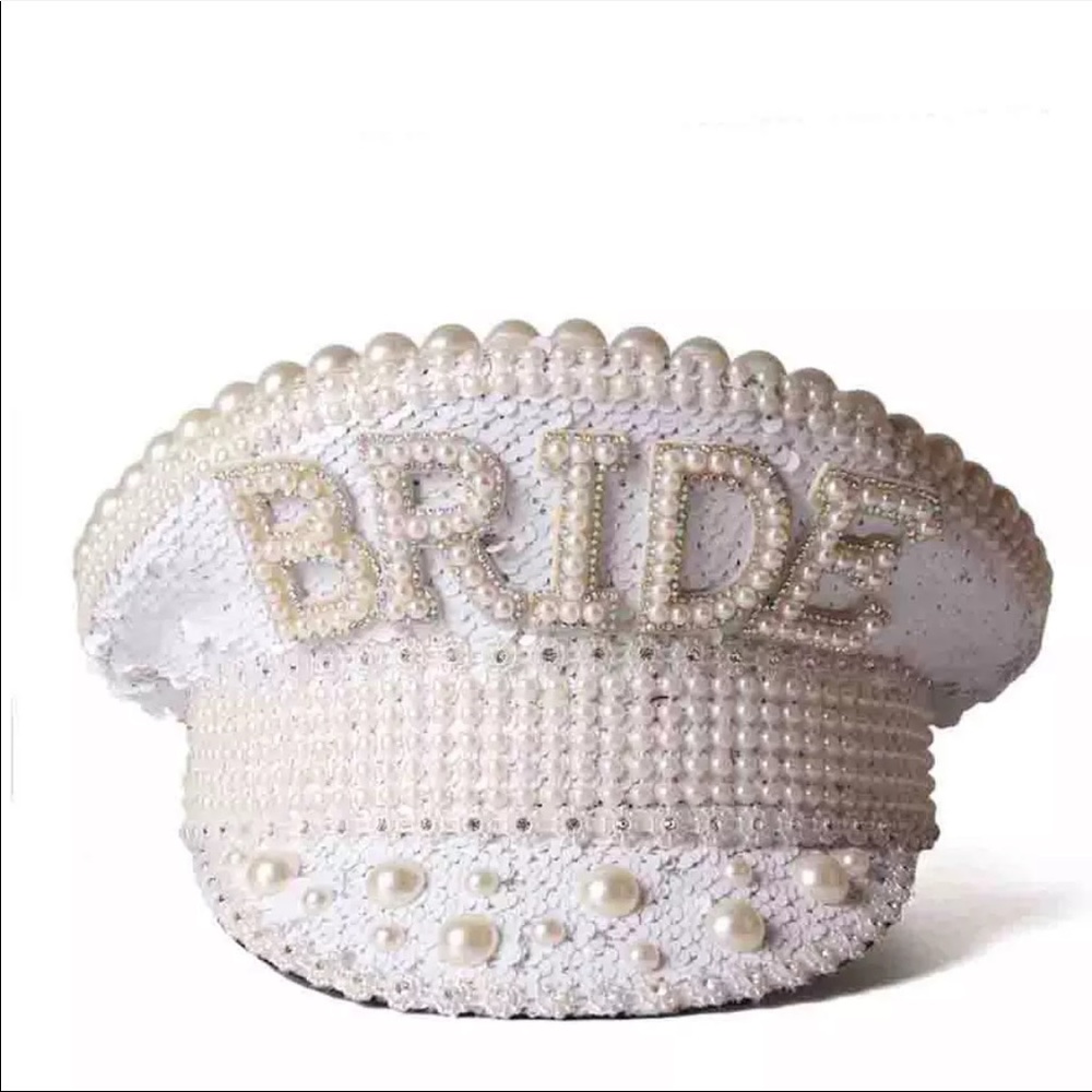 Bride Pearl and Rhinestone Captain Bachelorette Hat